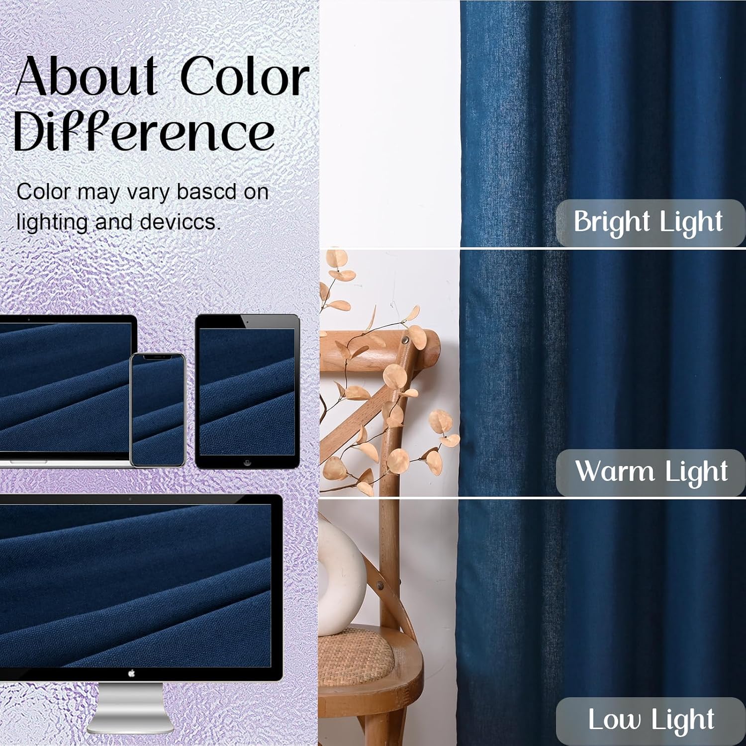 FRAMICS Linen Curtains for Living Room Farmhouse Curtains for Bedroom Blue Window Curtain Boho Crochet Drapes 84 Inch Length 2 Panels Set Light Filtering Rod Pocket Window Treatment