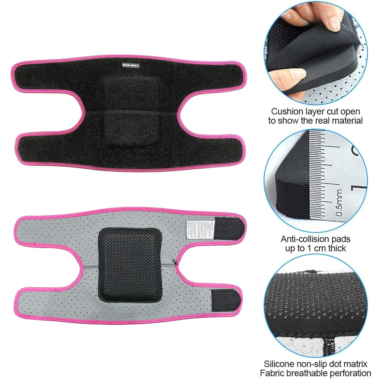 EULANT Volleyaball Knee Pads for Kids, Soft Breathable Children Kneepads with Thick Sponge, Protective Knee Pads for Football Volleyball Dance Skating Basketball Wrestling Running Cycling, Rose M