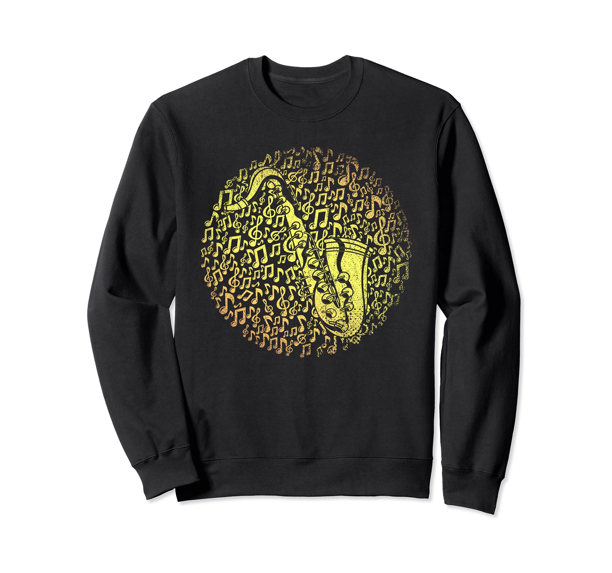 Music Notes Sax Player Saxophonist Jazz Music Saxophone Sweatshirt, Black