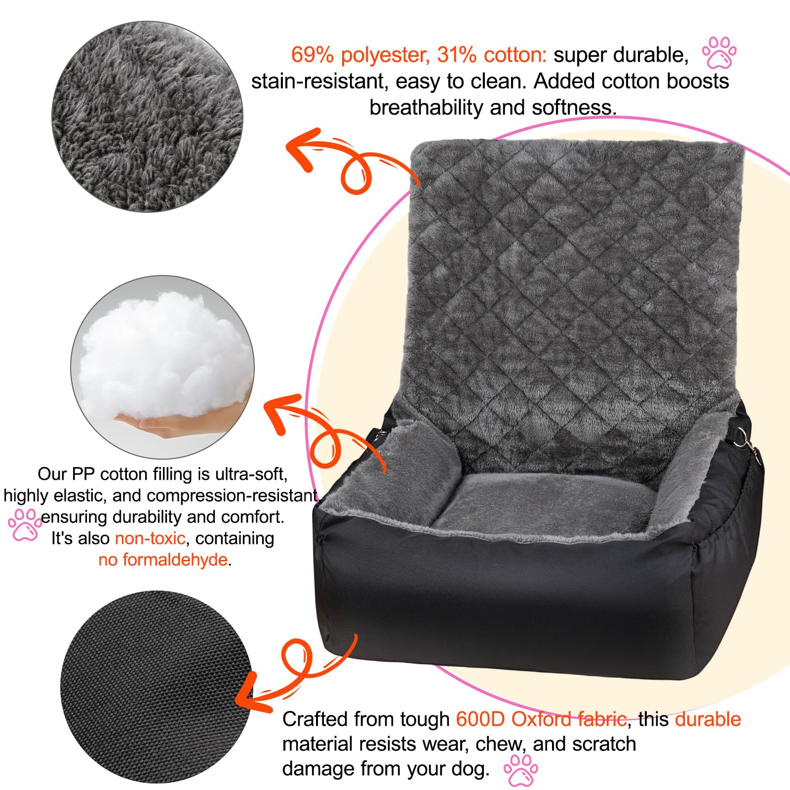 SIVEIS 3-in-1 Hundesitz Fürs Auto - Reisebett & Tragetasche Für Kleine Hunde