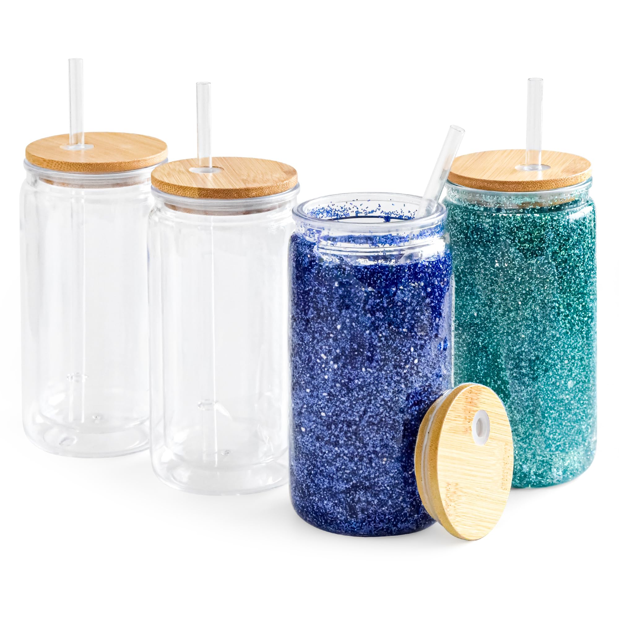 Amazon.com: FECBK 4 Pack Acrylic Snow Globe Tumbler with Bamboo
