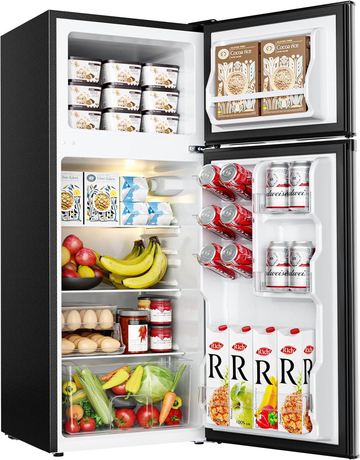 EUHOMY Mini Fridge with Freezer, 4.0 Cu.Ft Mini Refrigerator fridge, 2 door For Bedroom/Dorm/Office/Apartment – Food Storage or Cooling drinks, Silver EUHOMY Mini Fridge with Freezer, 4.0 Cu.Ft Mini Refrigerator fridge, 2 door For Bedroom/Dorm/Office/Apartment – Food Storage or Cooling drinks, Silver