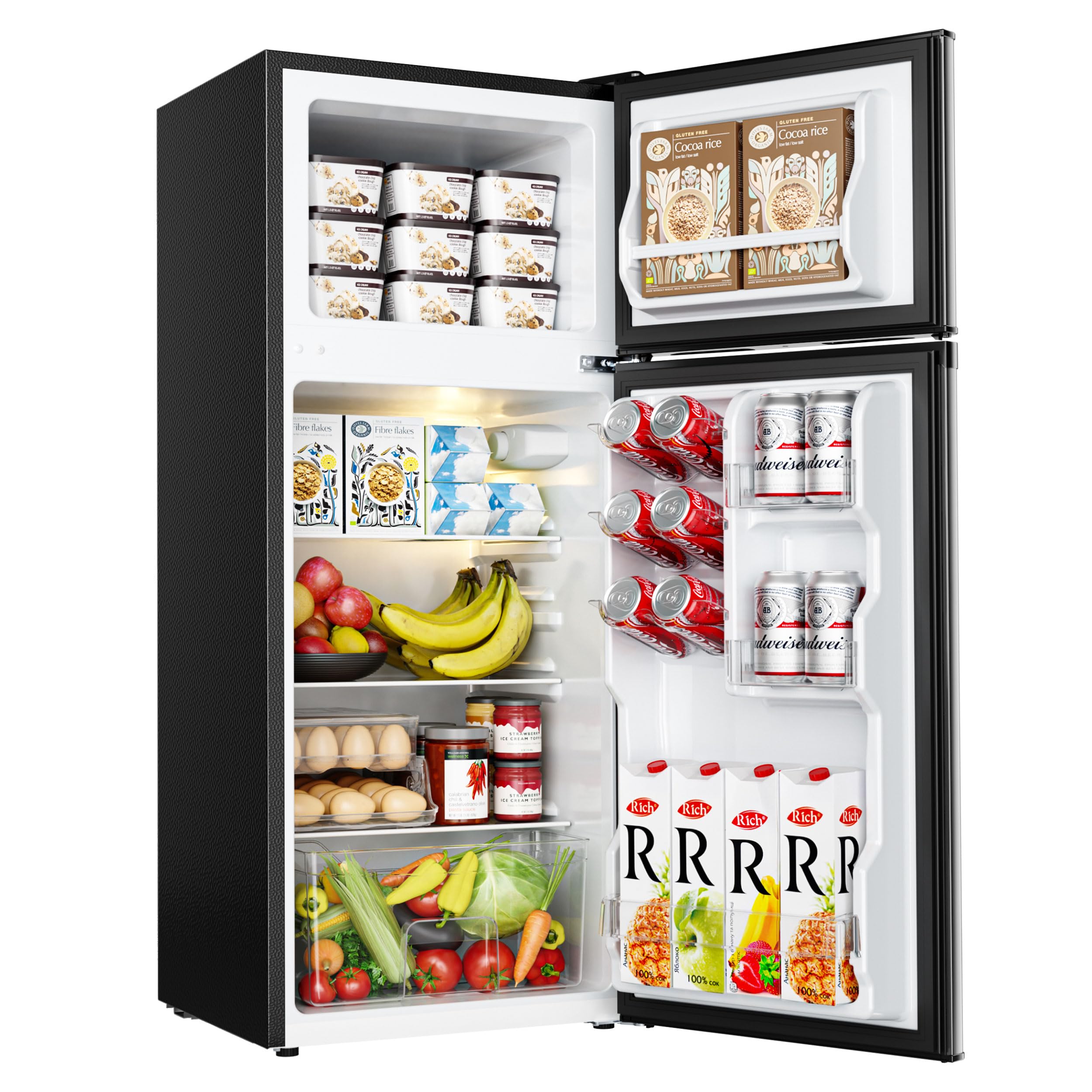 EUHOMY Mini Fridge with Freezer, 4.0 Cu.Ft Mini Refrigerator fridge, 2 door For Bedroom/Dorm/Office/Apartment - Food Storage or Cooling drinks, Silver
