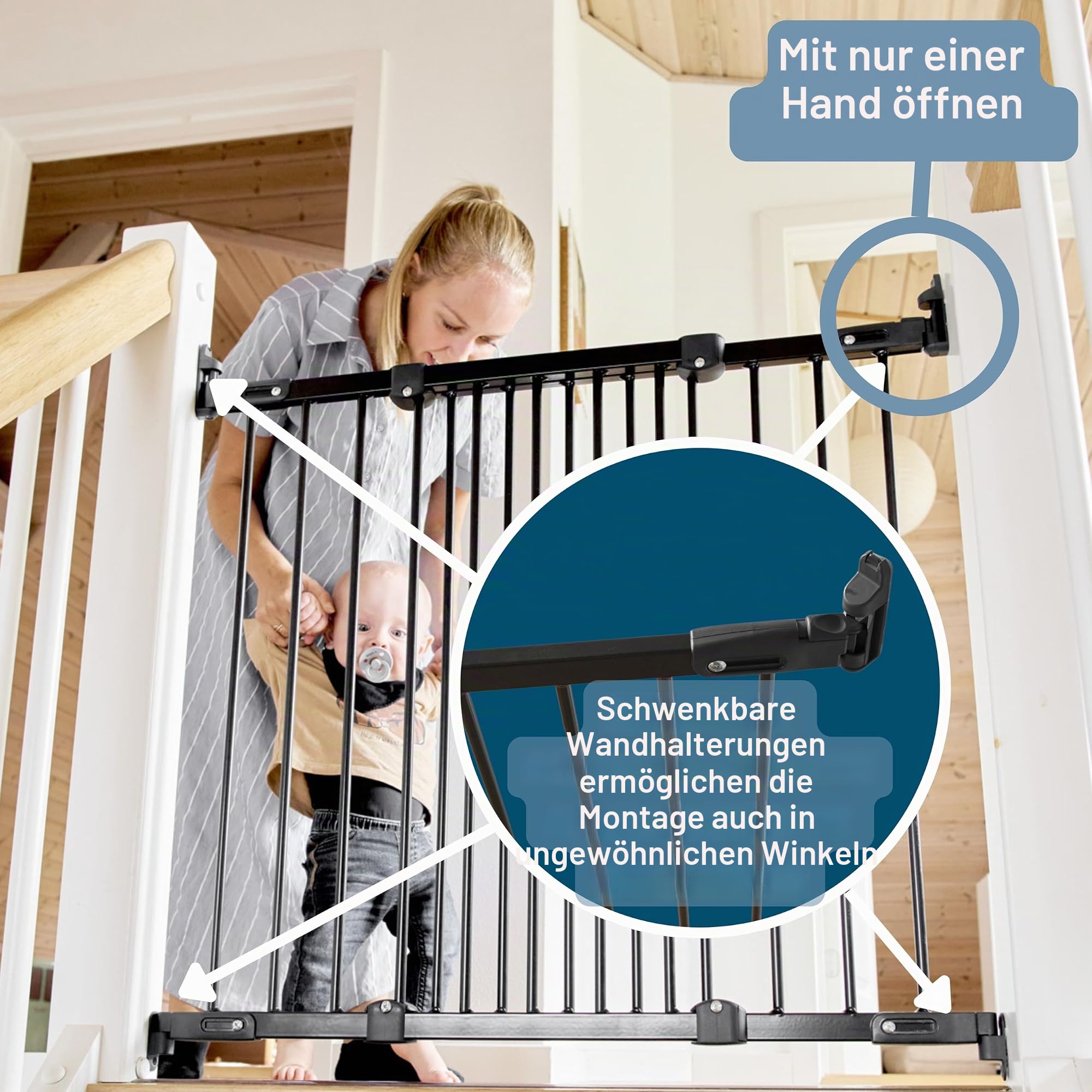 BabyDan FlexiFit, 67-105,5 cm, Verlängerbares und Flexibles Treppenschutzgitter/Babygitter/Sicherheitsgitter, Metall, Schwarz, Hergestellt in Dänemark - (Haustiergitter/Hundegitter)