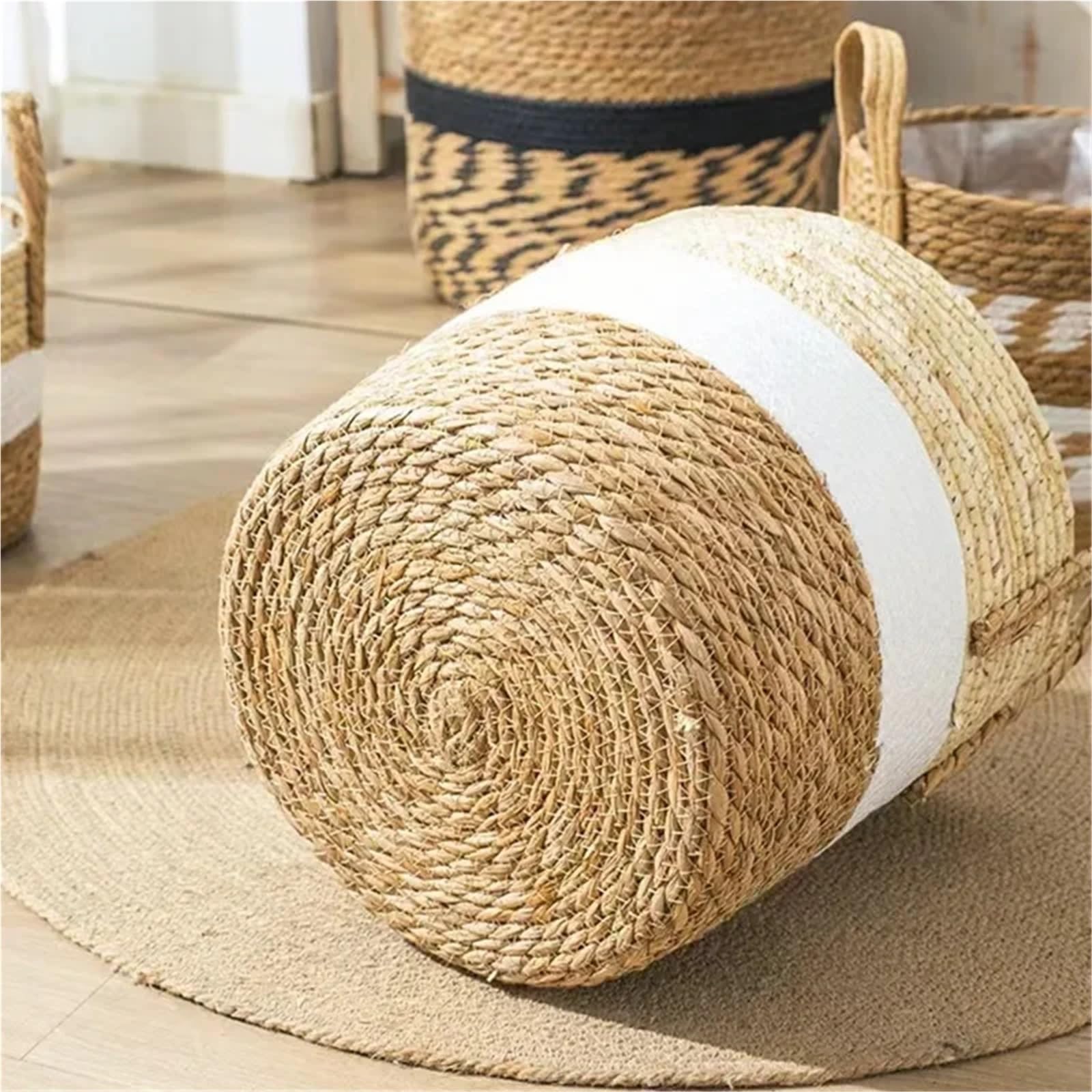Cache Pot en Osier Panier de jardinière Fantaisie en Osier, Pot de Fleur, décoration de Maison, Jardin en Bambou, paniers de Rangement en jonc de mer, Porte-Jouets 3 pièces(Fancy 22CM)