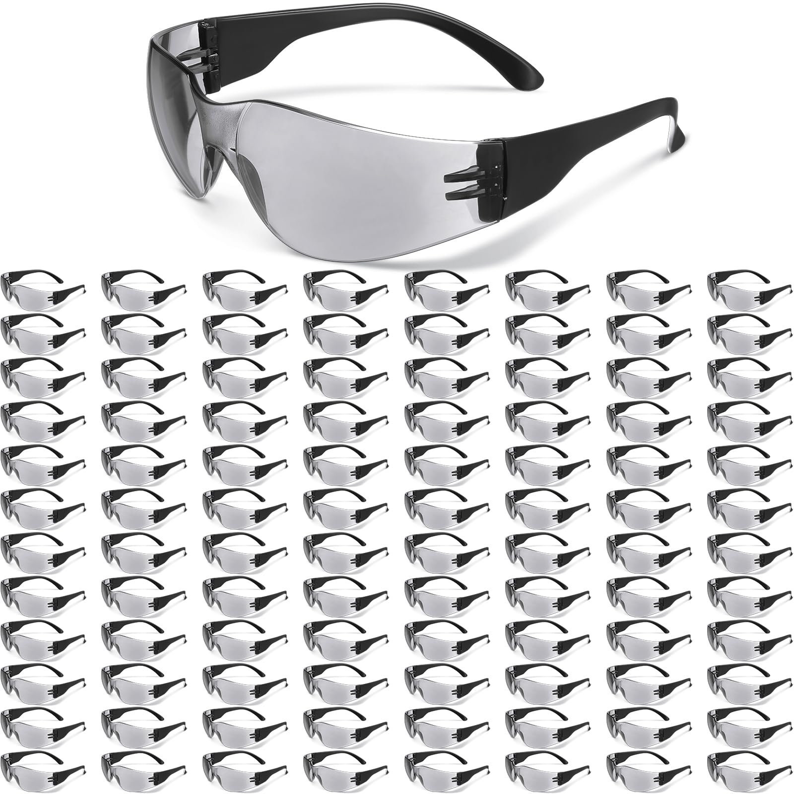 Yunsailing Paquete de 100 gafas de seguridad a granel para protección ocular para laboratorio, construcción, taller, grupo