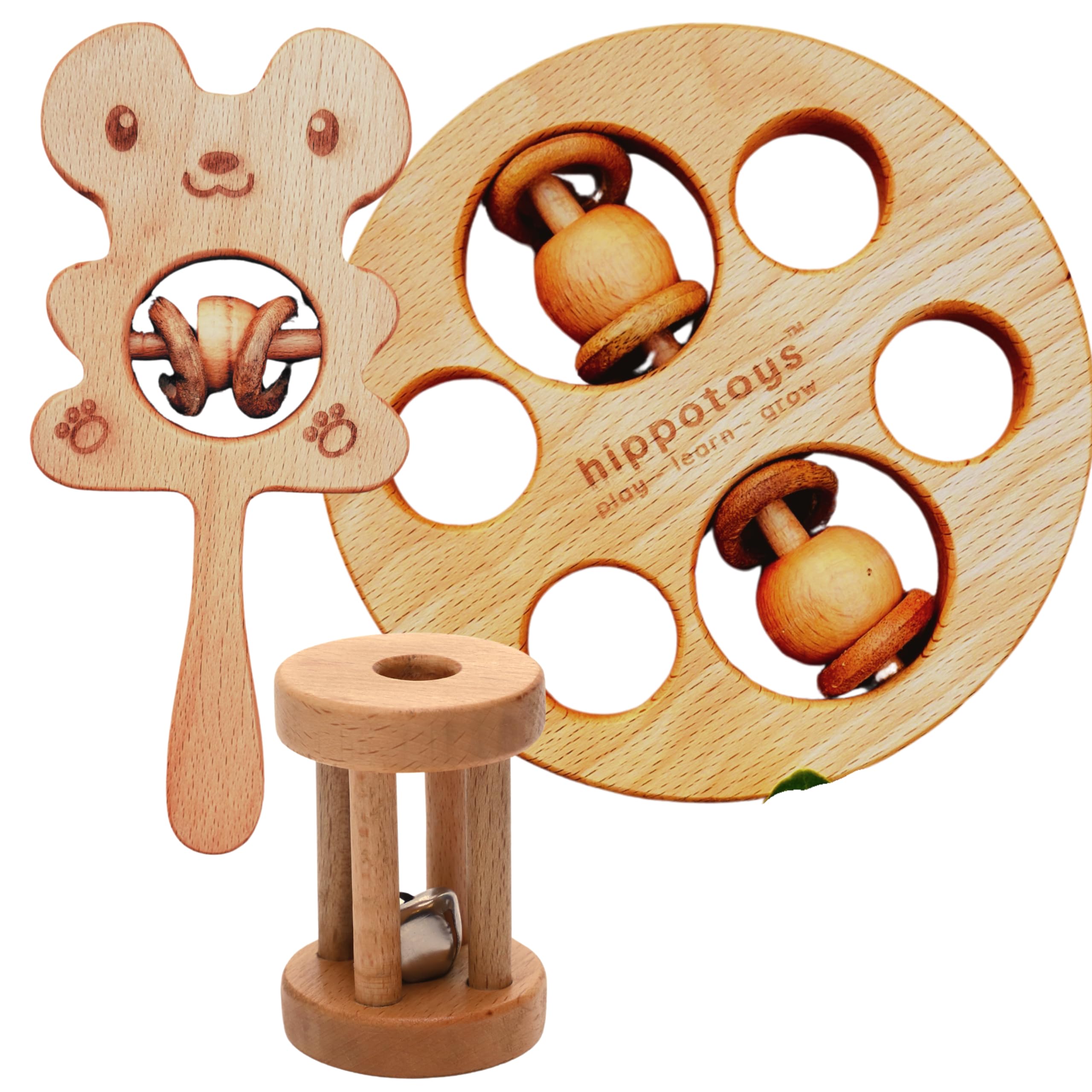 HippoToys™ 100% Non Toxic Wooden Toys Rattle Gift Set 0 2 Years Kids, New Born Toy 0 to 6 Months Babies, Infant Toys, Newborn Infants 6 12 Months, Safe Sound Rattles Baby Toys 1 2 3 4 5 6 Month Old (B0C624NBQN) Amazon Price History, Amazon Price Tracker