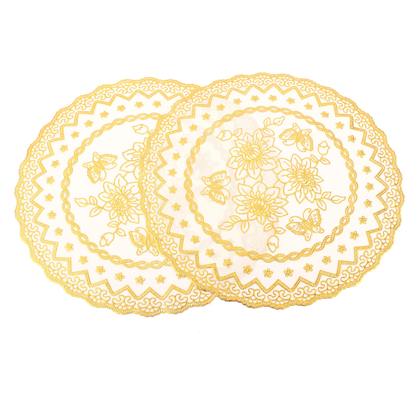 Jogo americano de mesa dourado de 2 peças de 30 cm x 30 cm para mesa de jantar,