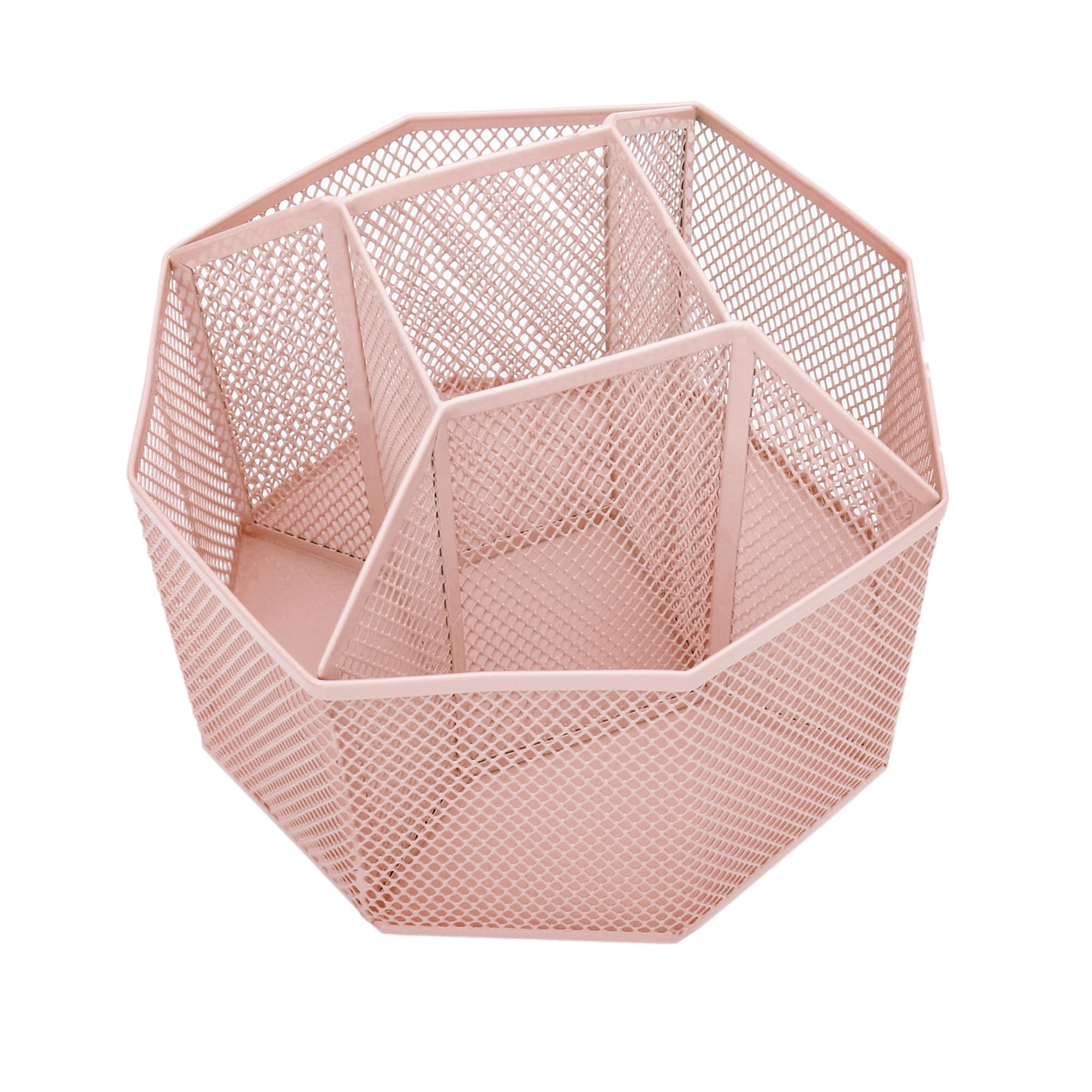 Annova Mesh Desk Organizer Rotate with 5 Compartments Spinning Tidy Candy/Pen Holder Office, Art Supply, Storage, Classroom - Image 4