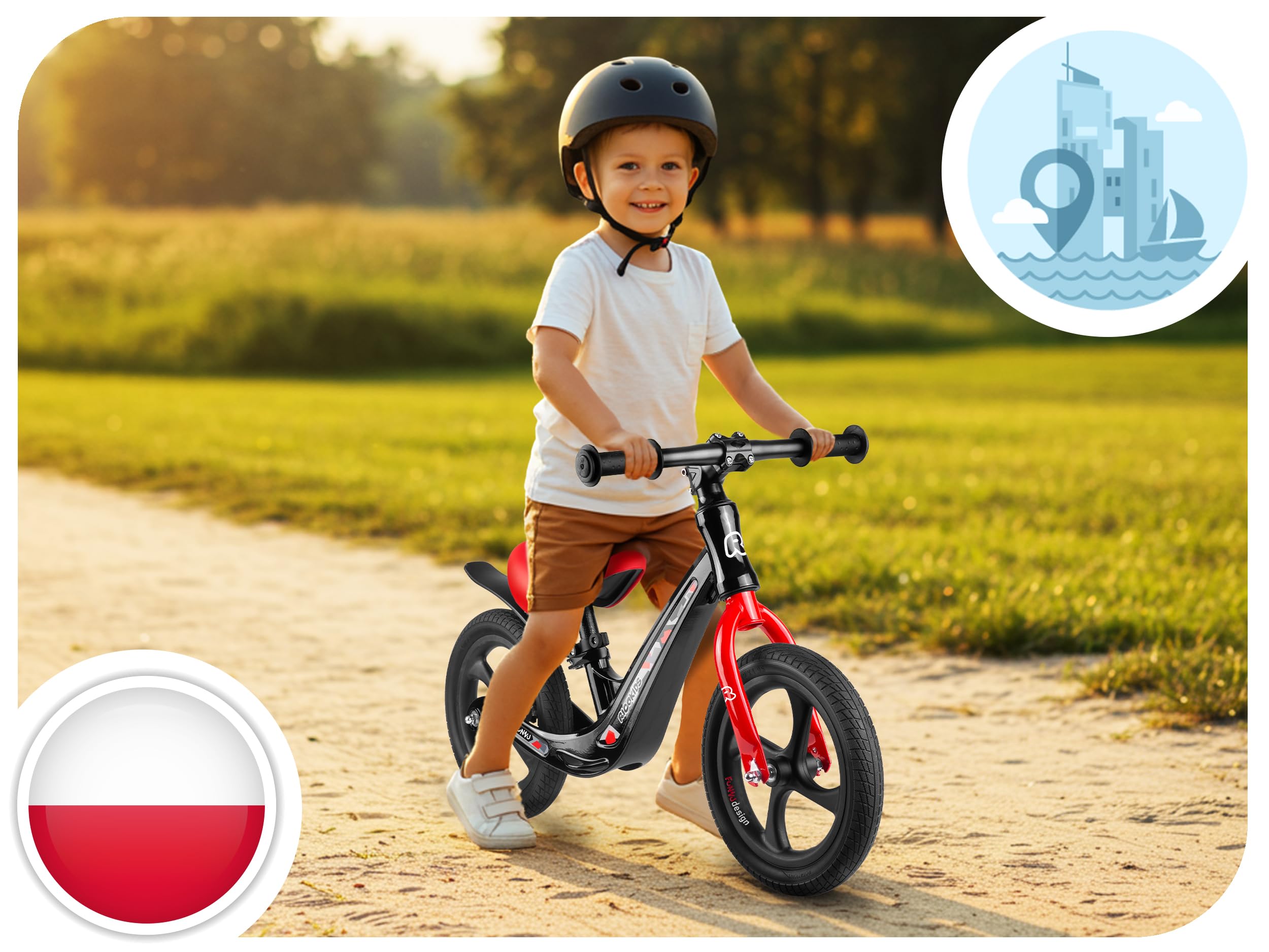 Ricokids Draisienne pour Enfant - Selle réglable en Hauteur - Roues en polyuréthane Anti-crevaison 12" - Noir
