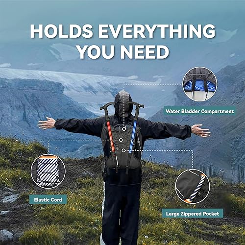 Miniatura 3 de XBT Mochila de hidratación con bolsa de agua de 2 litros, chaleco ligero para correr para hombres y mujeres, ajustable, transpirable, mochila de