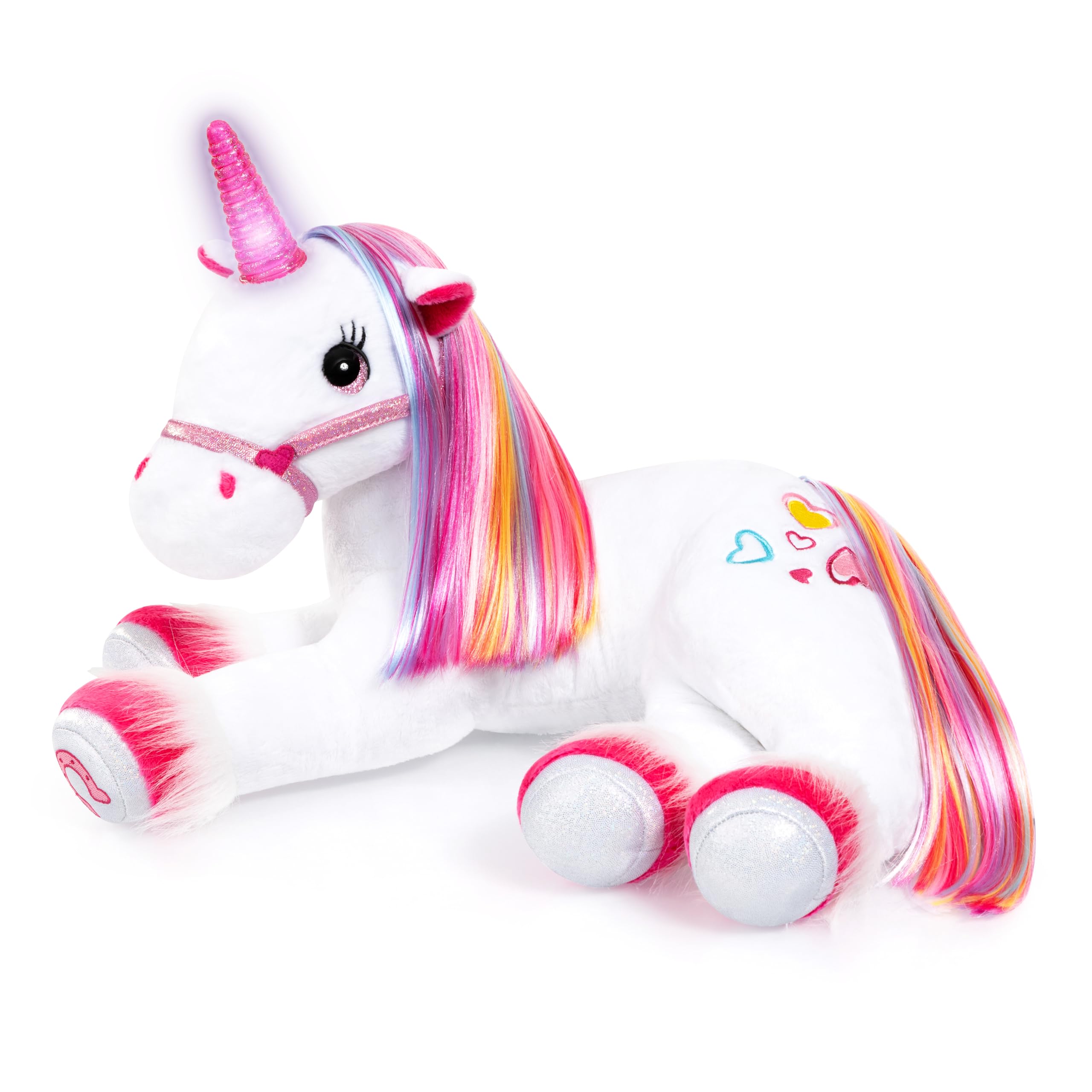 Bayer Design Funktions-Plüsch-Einhorn mit Licht und Sound | Stofftier, Kuscheltier, Regenbogen Haare