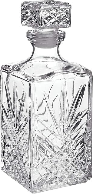 Bormioli 1 Litre Cut Glass Square Glass Decanter Whisky Decanter
