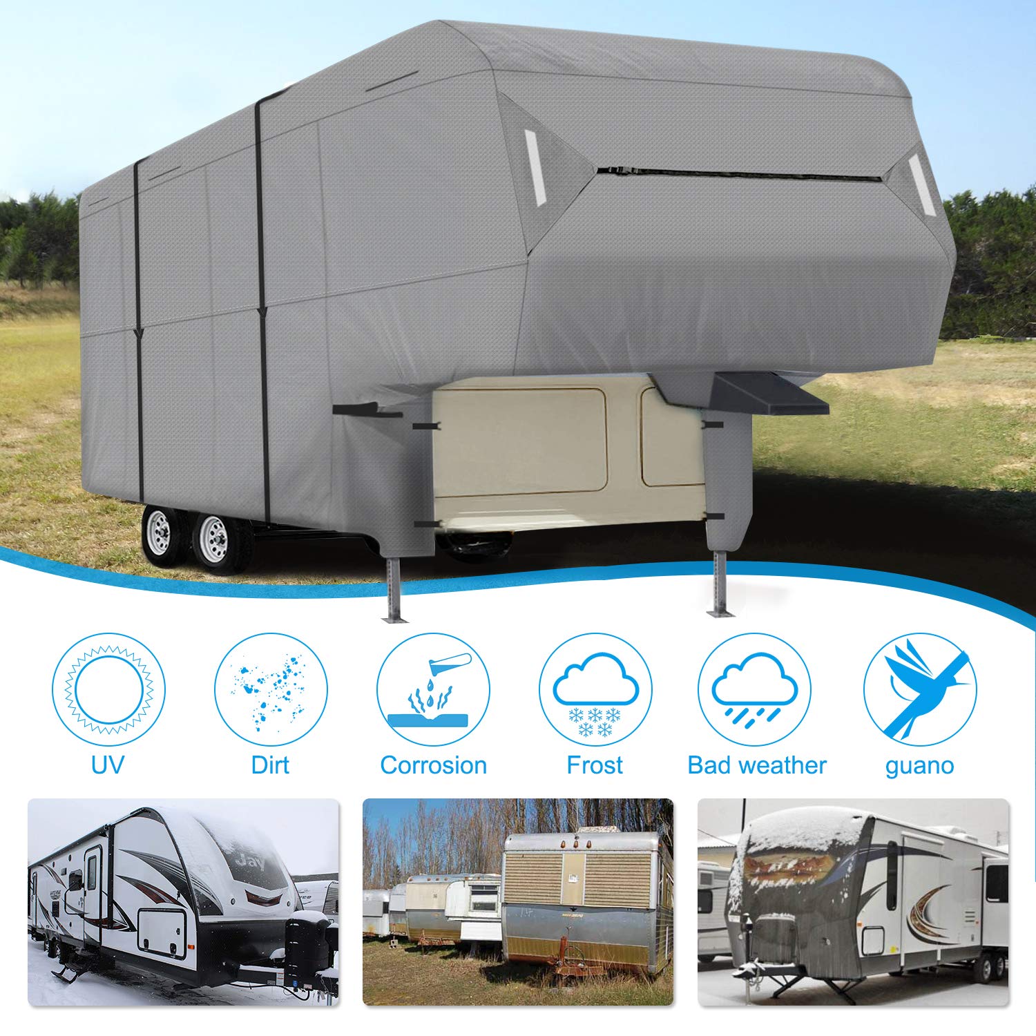 XGEAR 5th Wheel RV Cover Thick 5Ply Top Panel AntiUV Breathable Rip