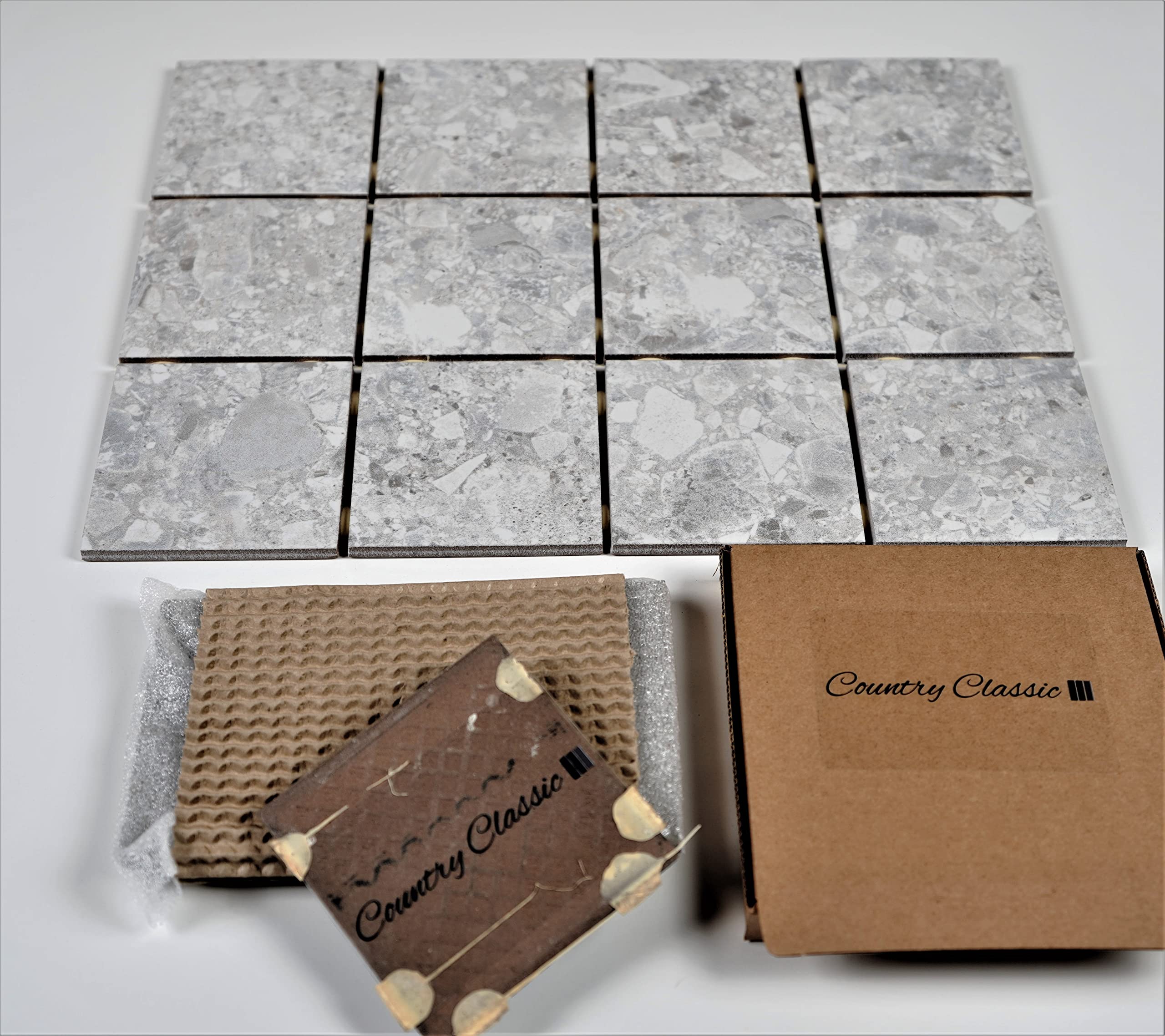 CC Terrazzo Effect Porcelain Tiles (White - MATT) (Cut Sample (APX. 100x100mm)