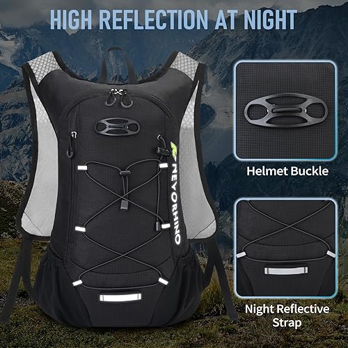 Miniatura 8 de Mochila de hidratación ligera de 12 litros con bolsa de agua de 2 L y mochila de senderismo impermeable de 25 L, ideal para correr, ciclismo,