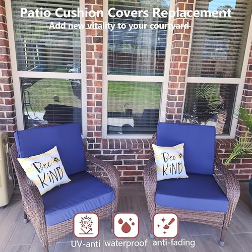 Miniatura 6 de Oslimea Funda de cojín de asiento para exteriores de 25 x 27 pulgadas, impermeable, para muebles de patio, funda de cojín de repuesto para asiento