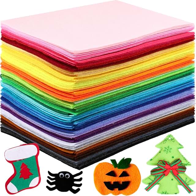 Reginary 120 Pcs 12 x 8 Inch Felt Sheets for Craft 40 Assorted Color Chr...