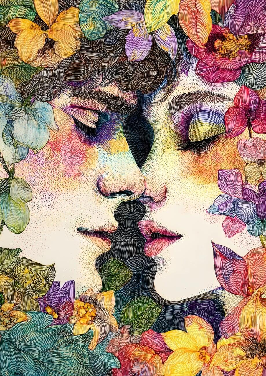 RKFLGEW 14CT Cross Stitch Kits for Adults Colorful Couple Preprinted Fabric Cross Stitch DIY Art Needlecrafts Embroidery Kits for Adults Beginners 40x50cm