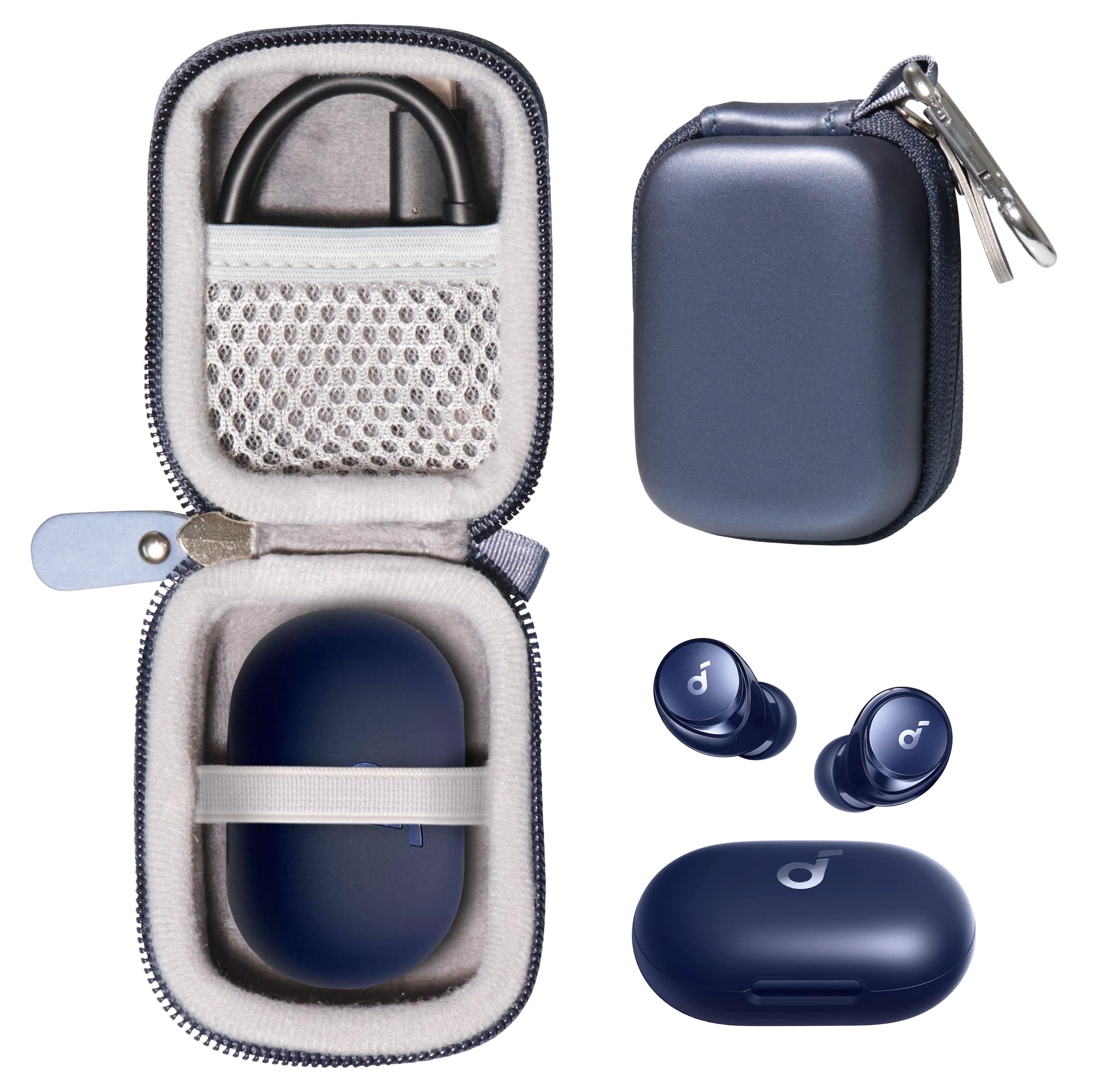 CaseSack Case for Anker Space A40 Auto-Adjustable Active Noise Cancelling Wireless Earbuds (Blue)