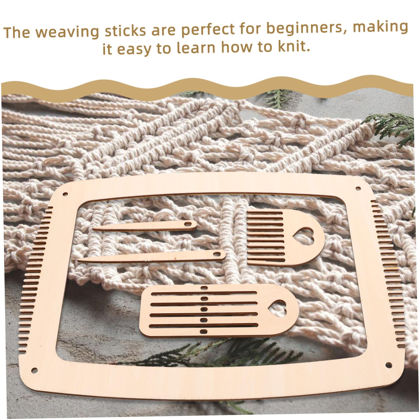 HOMSFOU 2 Juegos Kit de Tejer de Madera Manualidades Diy de Herramientas Telar Principiantes y Ligero y Portátil Bufandas Sombreros y Suéteres