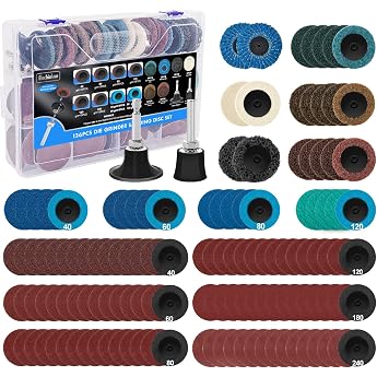 Elechiakan 136 pieces 50 mm sanding discs set for compressed air sanders | Quick release discs with 6.35 mm shaft for removin