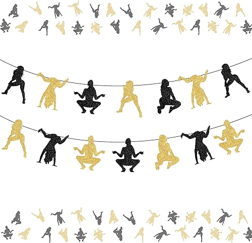 Miniatura 2 de Cheereveal Juego de guirnaldas de Twerk, decoraciones de fiesta de baile de poste, divertido cartel de cumpleaños para despedida de soltera,