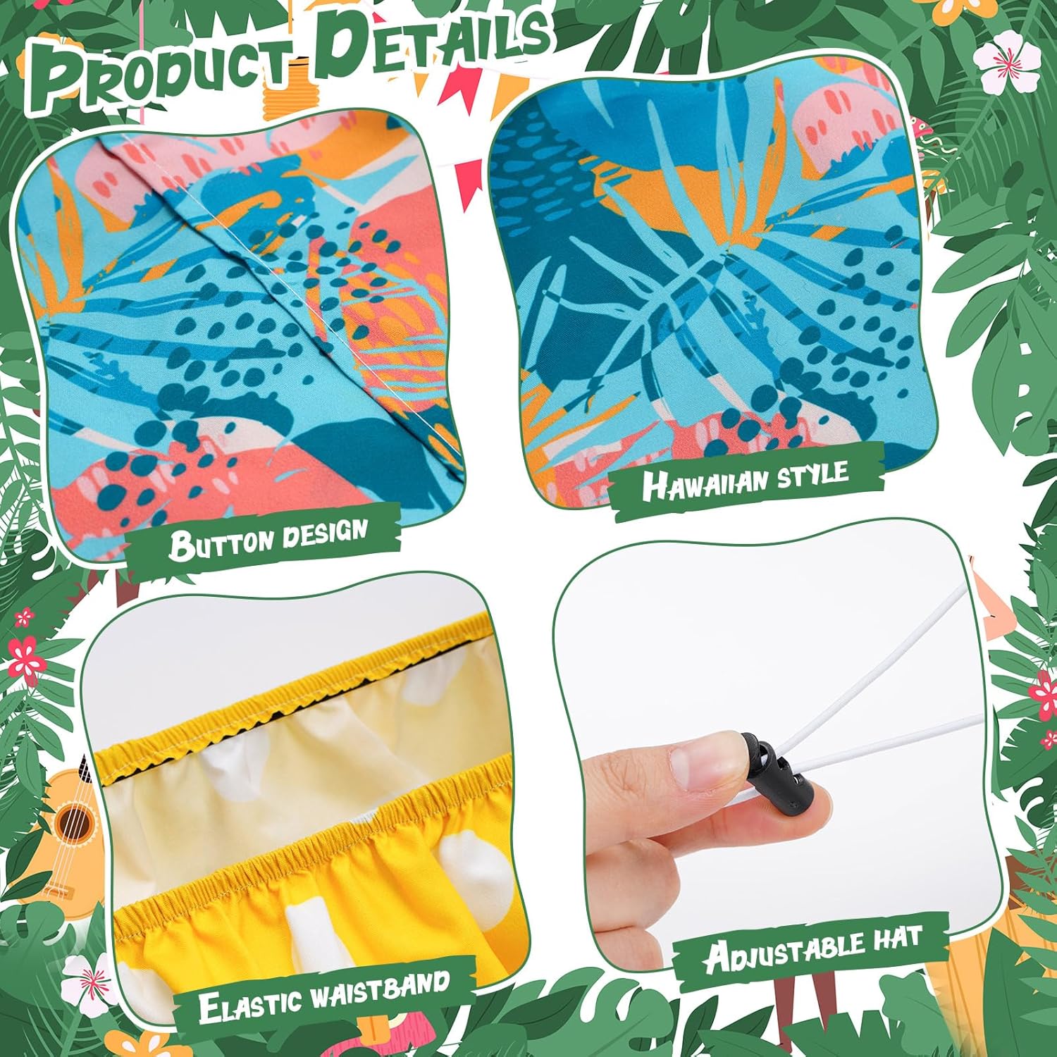 3 Sets Hawaiian Goose Outfit Lawn Porch Goose Cloths Summer Yard Goose Outfits Hawaiian Luau Goose Outfit for 23'' Goose Outdoor Patio Yard Lawn Art Decoration(Dot Bikini,Hula Skirt) - Image 6