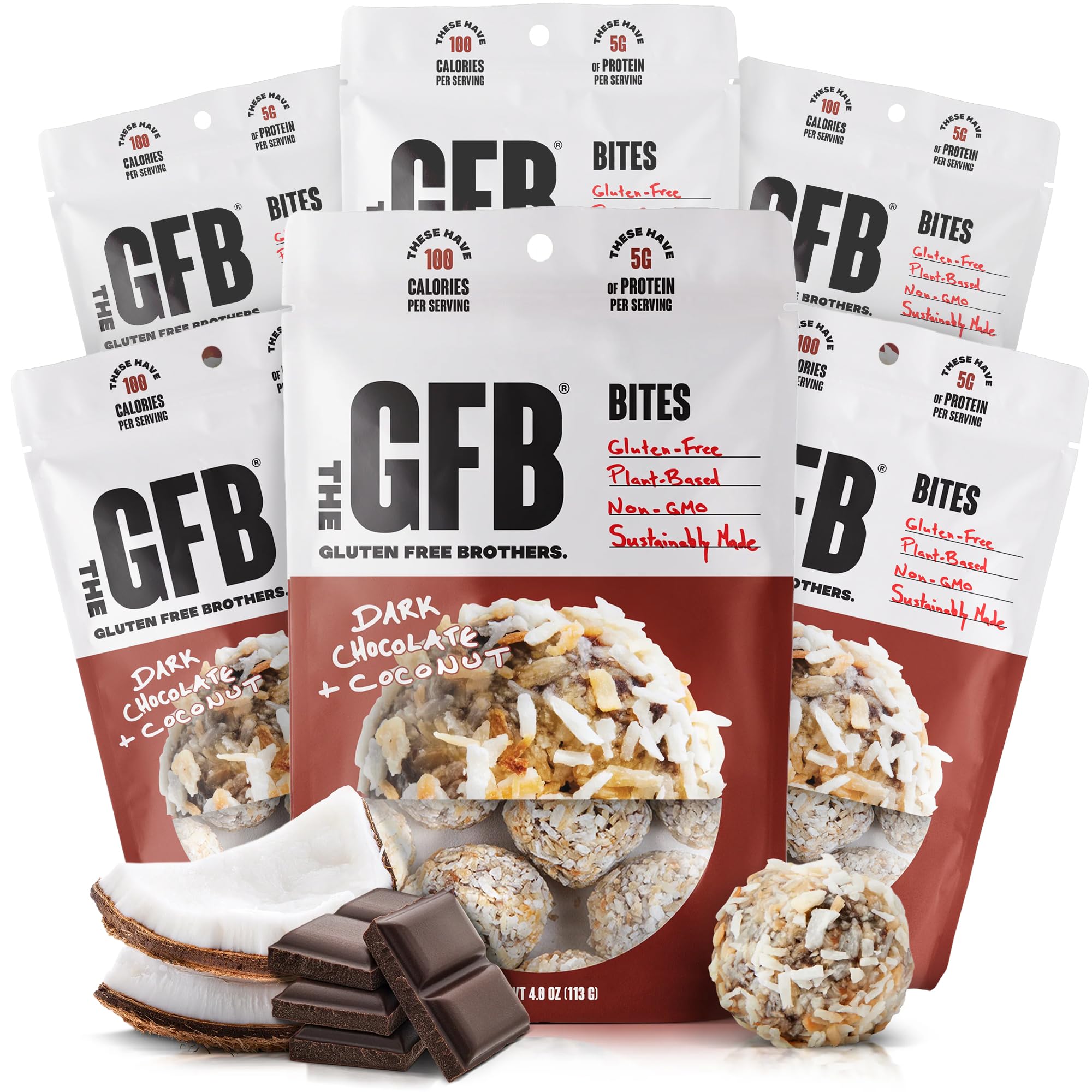 Sponsored Ad - The GFB Dark Chocolate Coconut Protein Bites - Gluten Free, Plant Based, Non GMO, Sustainably Made – Ridiculously Tasty, Healthy, Vegan, Protein Energy Balls, 4 oz (6 Count)
