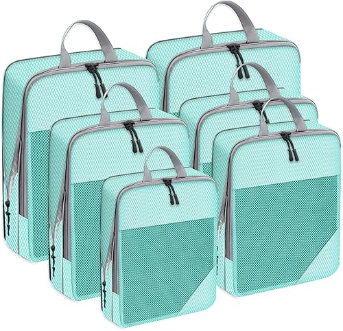 Miniatura 1 de BRAQ Juego de 6 cubos de compresión para maletas, bolsas organizadoras de viaje para equipaje, bolsas de compresión de viaje para empacar como