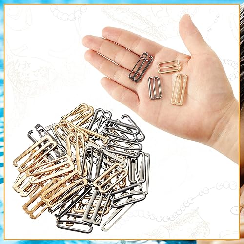 Miniatura 4 de Boao 40 ganchos para brasier de traje de baño, correa de repuesto, gancho deslizante de metal para trajes de baño y lencería, 2 tamaños (0.709 in,
