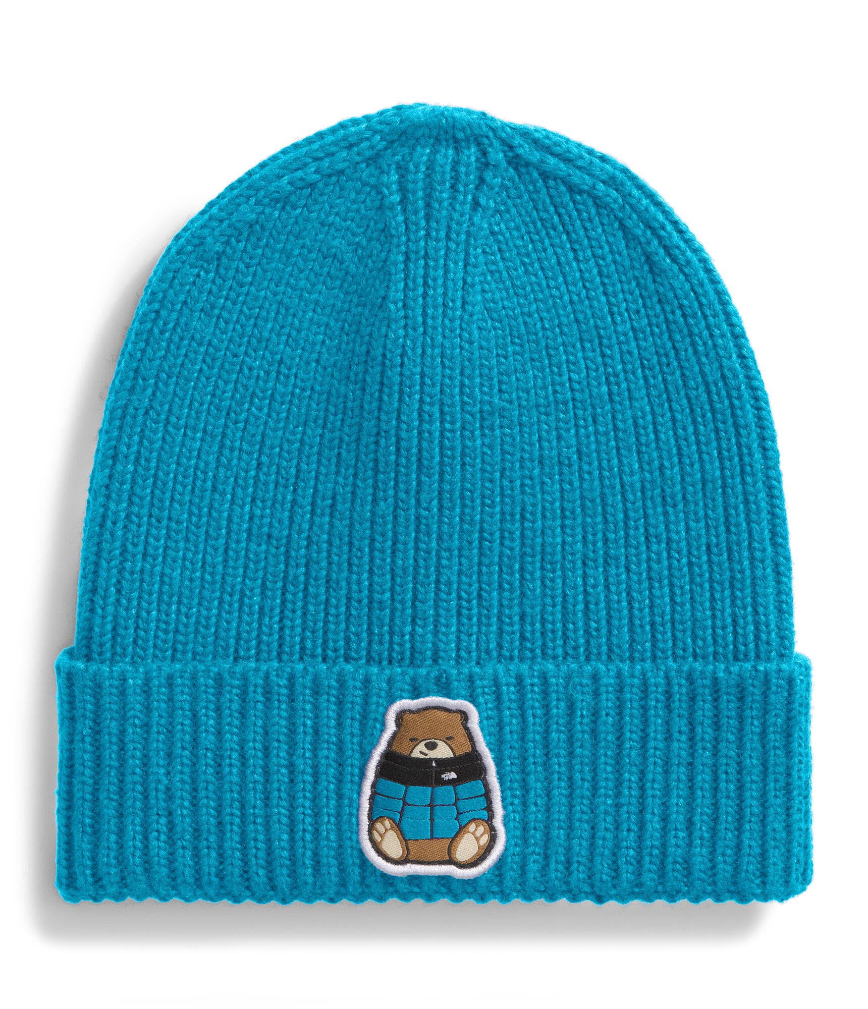 The North Face Meridian Blue/Nuptse Be Kids Tnf Logo Box Cuffed Beanie, One Size