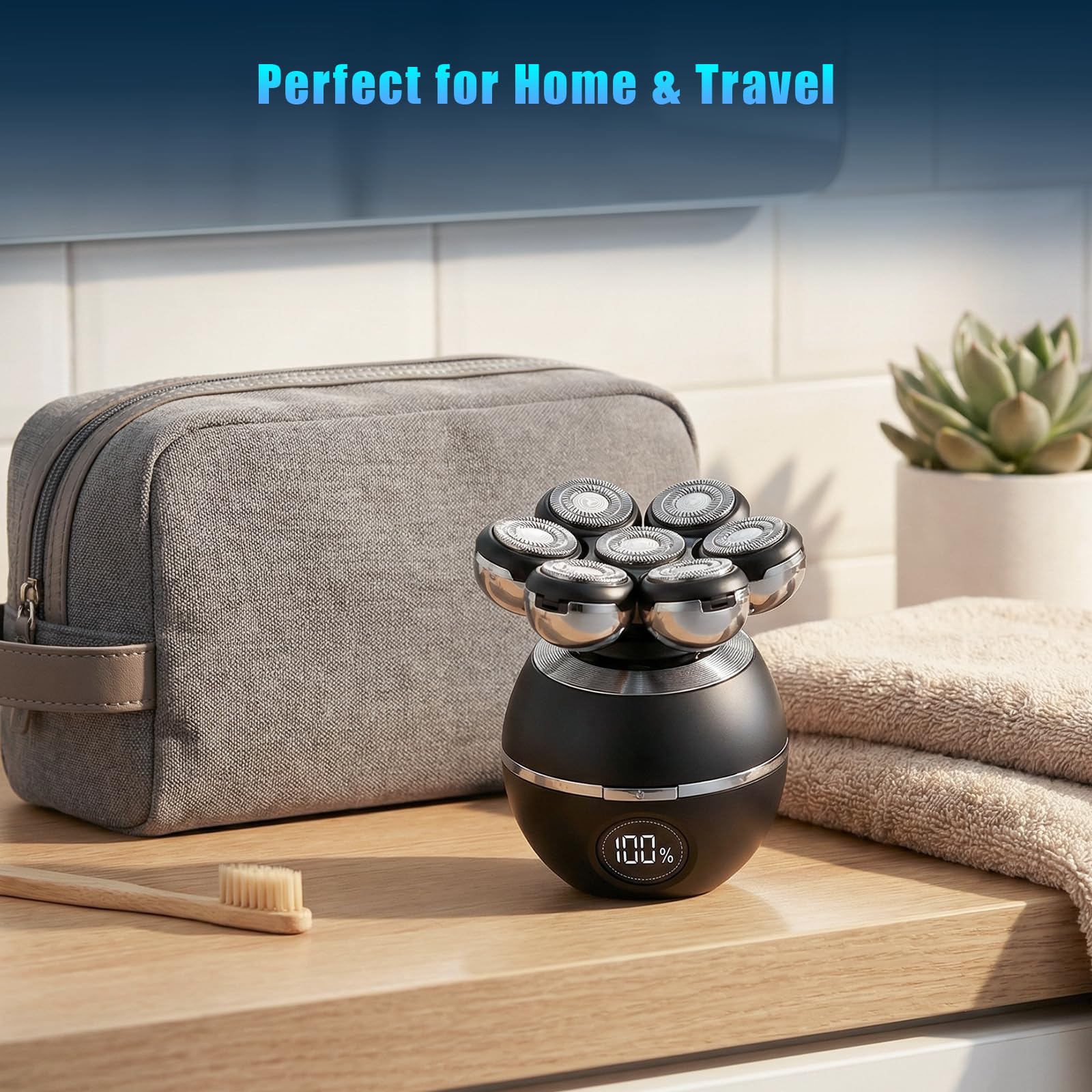 BEE&FLOWER The Ultimate Shaver - Rasoio per uomini e donne, indolore, Wet & Dry, impermeabile, per rimuovere i peli di testa calva, gambe, viso, ricaricabile, con display a LED (nero)