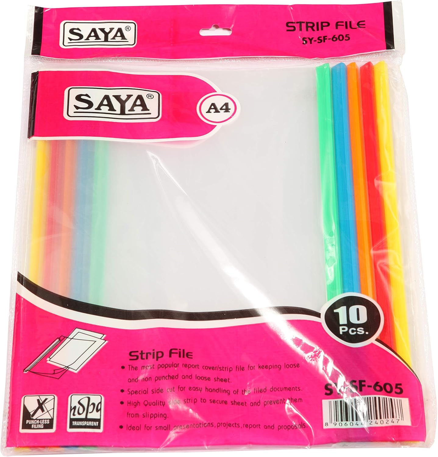 SAYA 20 Pack A4 Slide Bar File Folder - Clear Strip Document Organizer for A4 Papers, Reports, CV, Presentations | Durable Sliding Bar for Secure Storage and a
