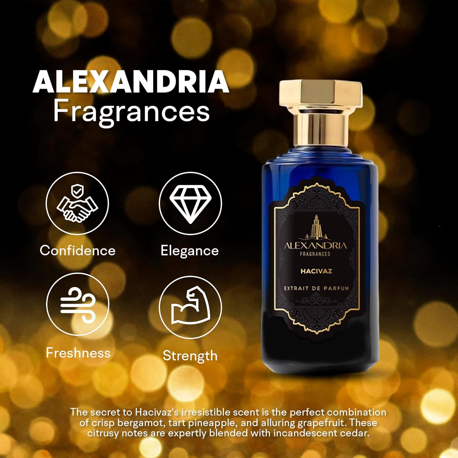 Alexandria Fragrances Hacivaz Perfume - Long Lasting Eau de Parfum for Men - Men's Cologne with Bergamot, Pineapple, and Grapefruit - Elegant Woody Citrus Parfum - Perfect for Every Occasion – 100ml