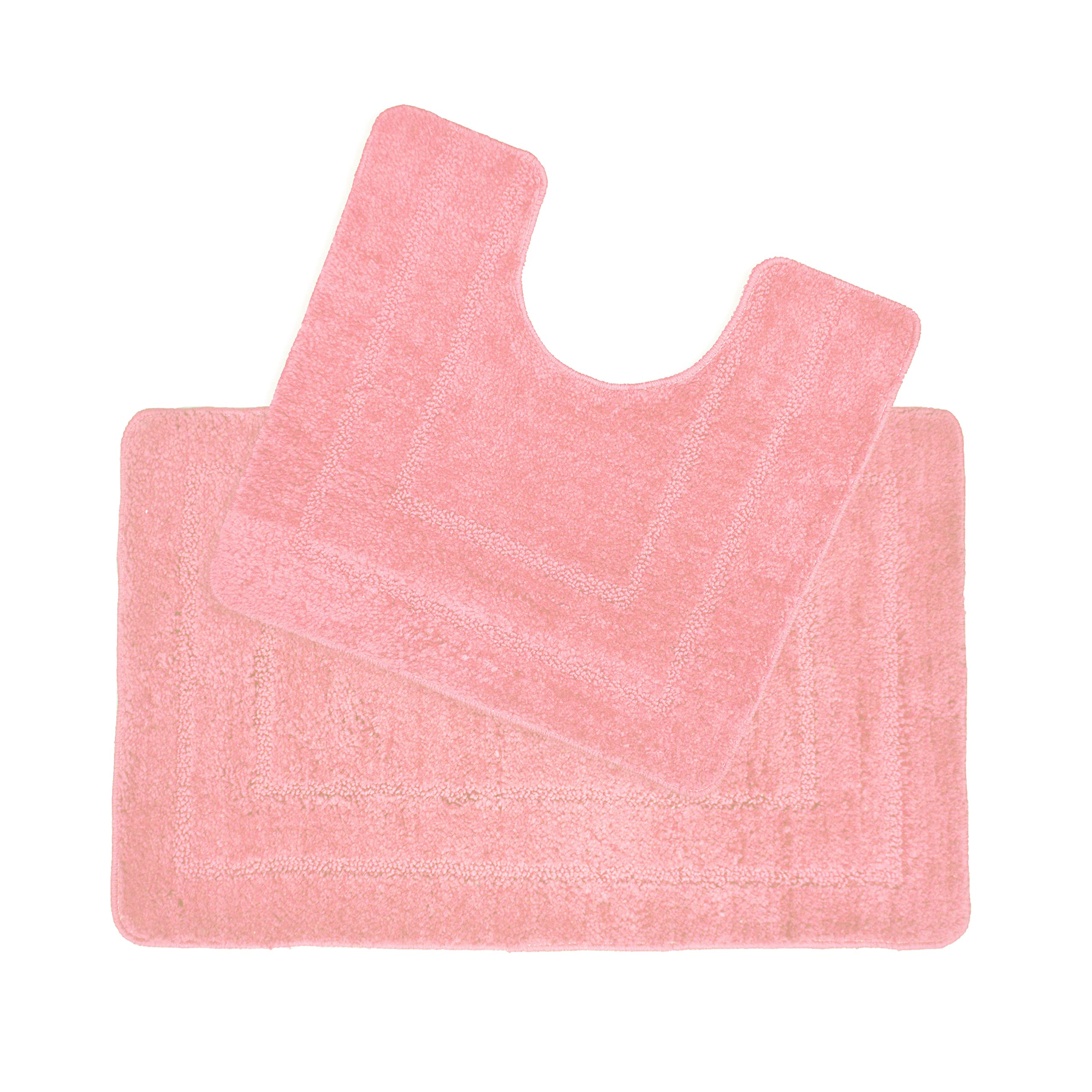 Allure Non Slip Bath Mat Set 2 Piece Bath and Toilet Mat Set - Easy Care Super Soft Microfibre Pile (Blush Pink) — image 1