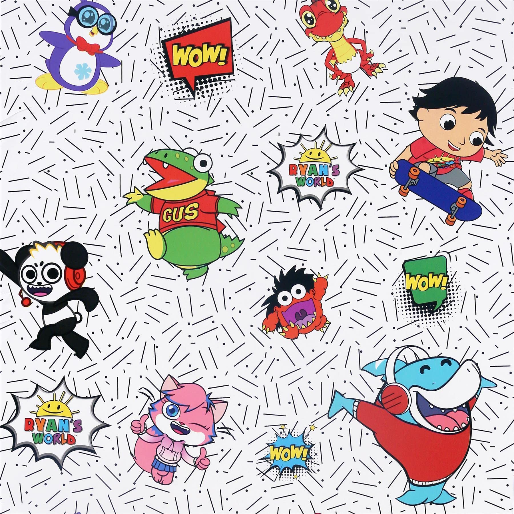Yöl Sample Ryan's World Crew Wallpaper White Red Green Children Kids Bedroom