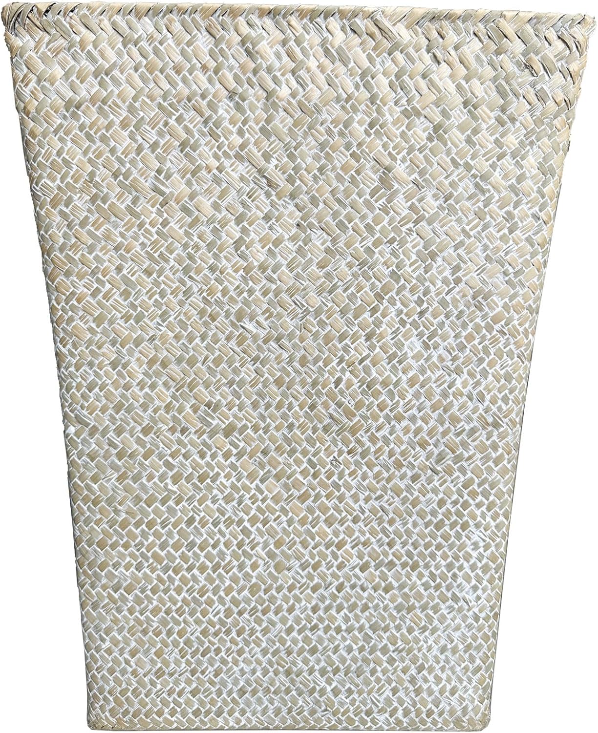 Taper Seagrass Planter - 20-Inch Tall Large Tree Planter - Handwoven Natural Square Basket for Indoor & Outdoor Plants - Stylish Decorative Flower Pot for Patio, Garden, and Home (White)