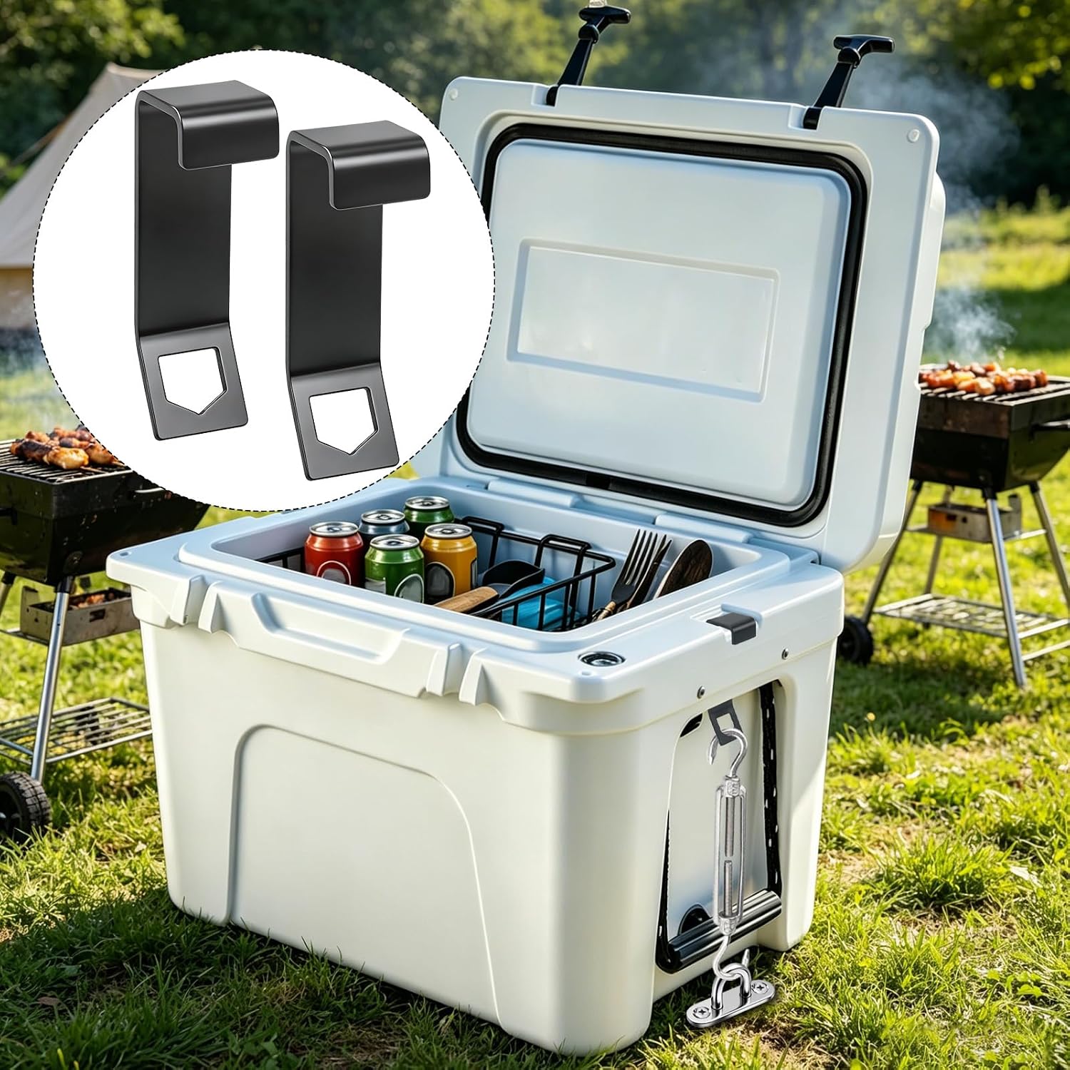 Cooler Lock Bracket for Yeti/RTIC Cooler Mount tie Down, Compatible with Mid-to Large-Size Cooler Tie Down 2-Pack