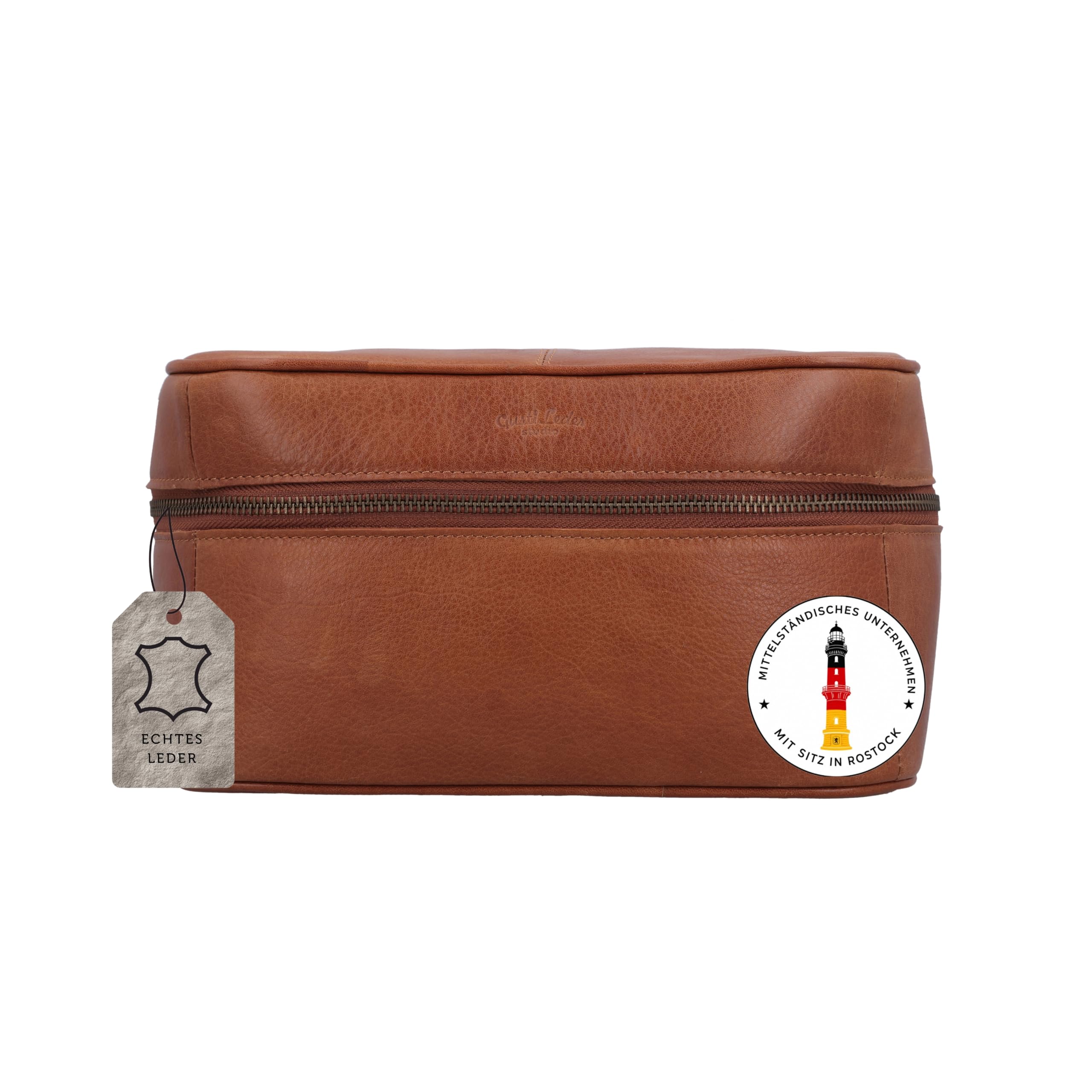 Gusti Leder Stricktasche Dafne - Häkeltasche Utensilien Aufbewahrung Tasche Damen Herren Braun Leder