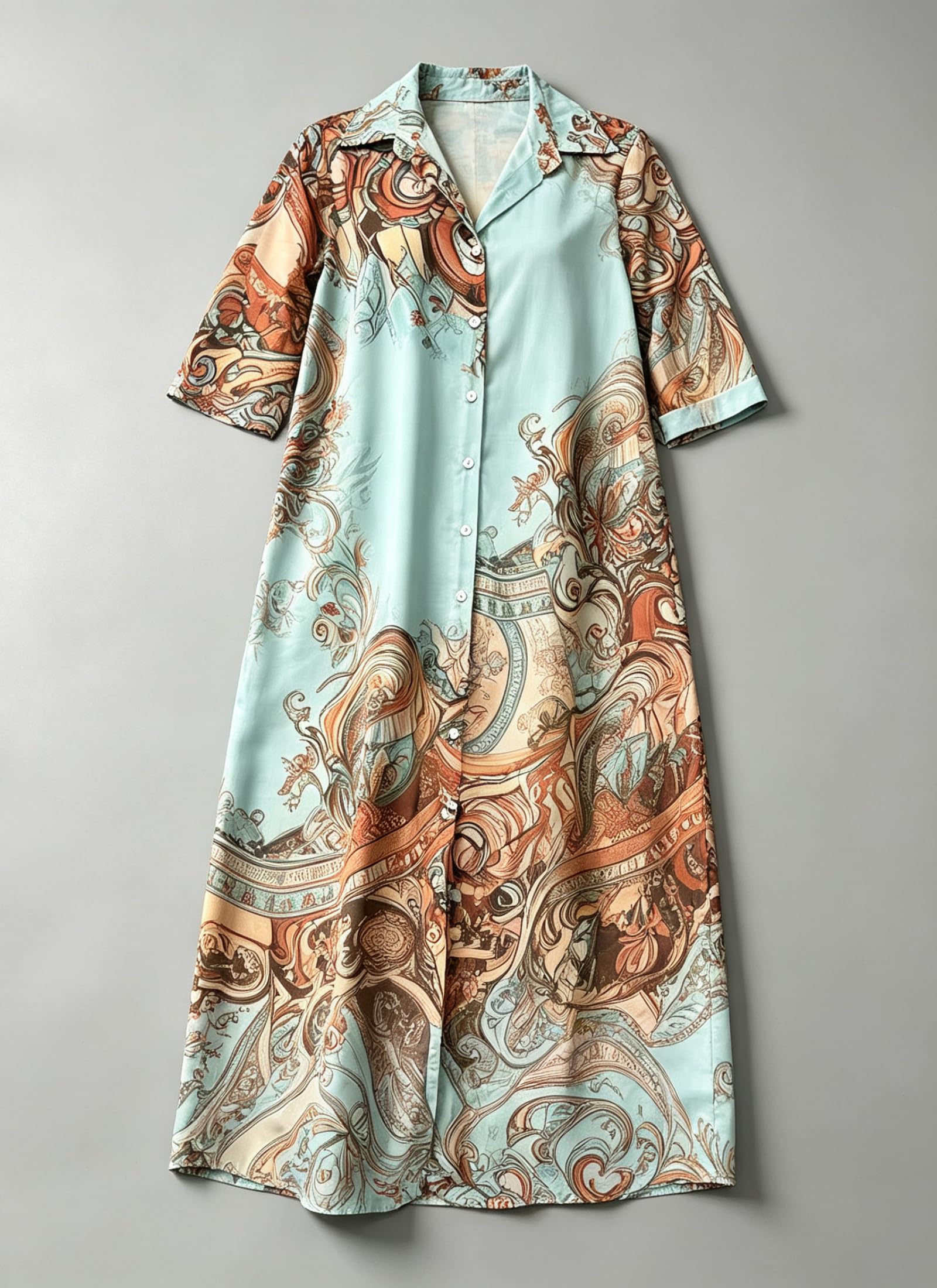 Generico Abito Lungo da Donna Stile Boho con Scollo a V e Maniche Lunghe, Stampa Floreale, vestibilità Ampia, Casual, Vintage, Western, per Vacanze e Spiaggia 2026