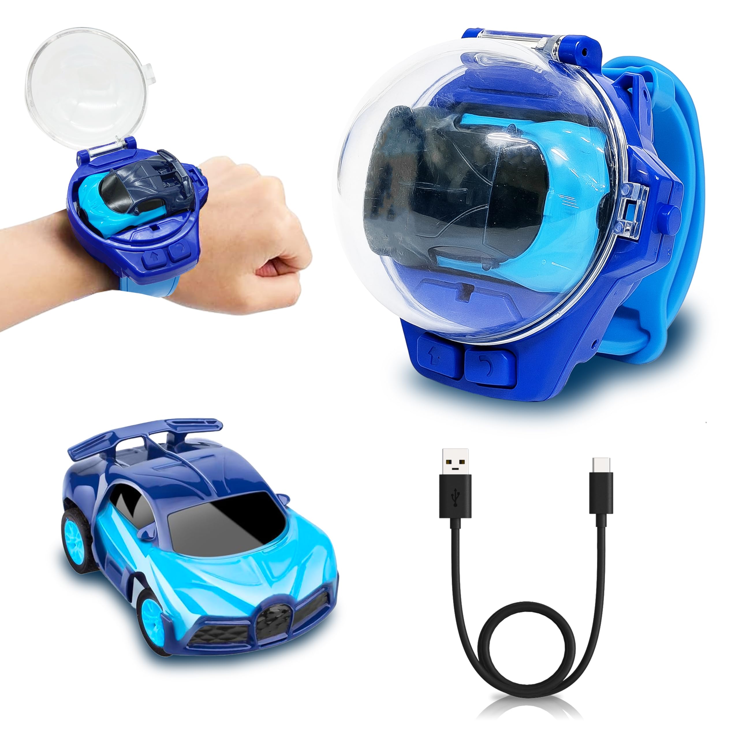 VGRASSP Wrist Watch Remote Control Mini Car Toy for Kids – Rechargeable 2 Function RC Car with USB Charging Cable - Watch Car Case & Easy Controls - Color As Per Stock-image-33