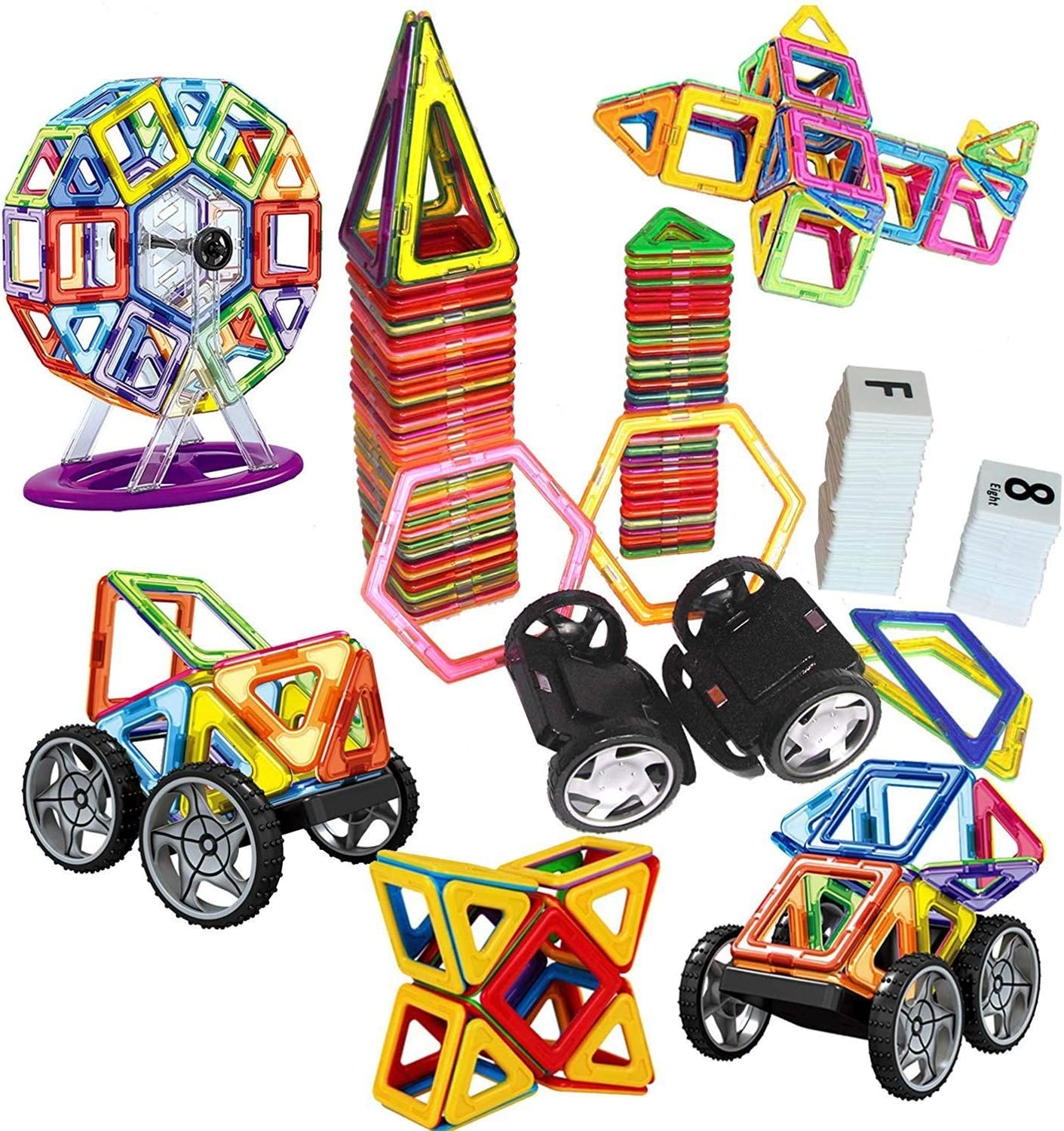 NewLifes 139 PCS Building Blocks Set, STEM Building Block Preschool Educational Construction Kitï¼Œ3D Magnetic Tiles Set Magnetic Toys