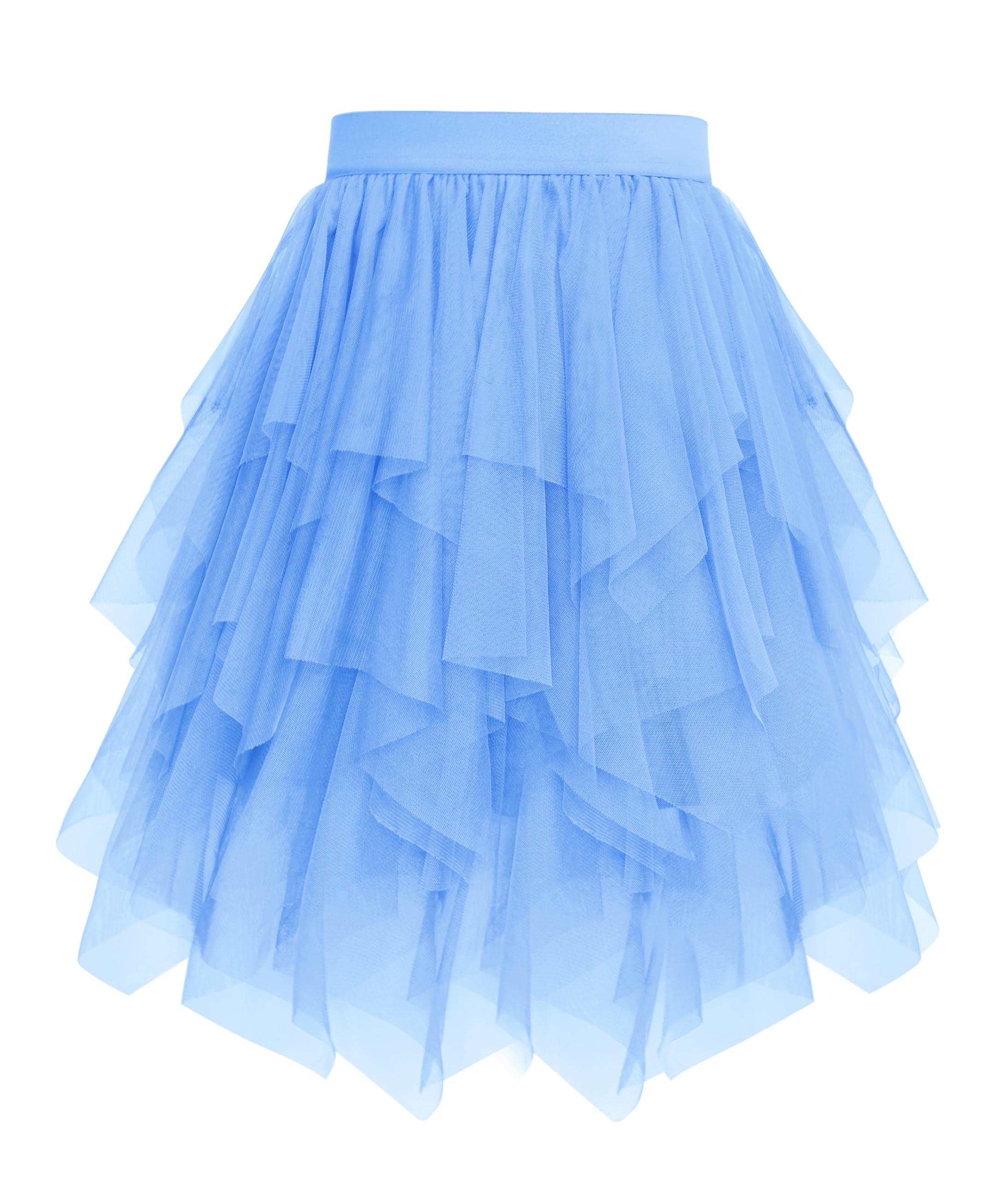 Vlazom Women's Tulle Tutu Skirts A-line Vintage Rockabilly Tutu Skirt 4 Layered Petticoat for Music Festivals, Carnivals, Holiday Parade,Halloween Light Blue, XXL-3XL
