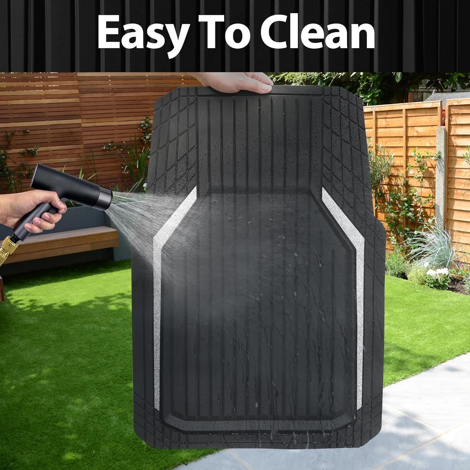 CAR PASS Glitter Heavy Duty Rubber Floor Mats for Car, Waterproof Liner Deep Dish Bling Car Mats Full Sets, Universal Trim to Fit for SUV Truck Sedans Vans, All Weather Floor Mats, Silver Sparkly - Image 4