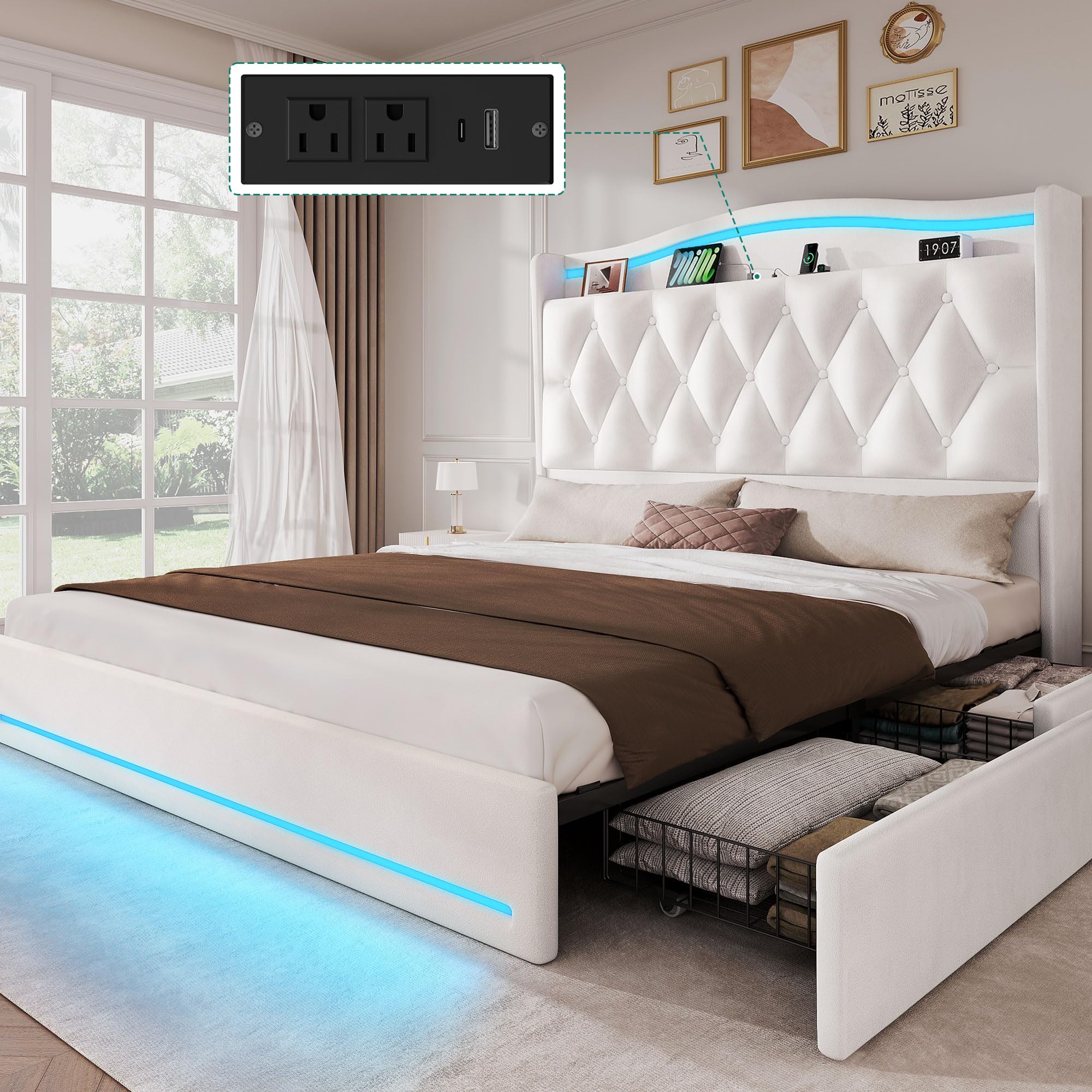 Photo 1 of ** CHECK COMMENTS***. YITAHOME Queen Bed Frame with Storage Drawers and RGB LED Lights