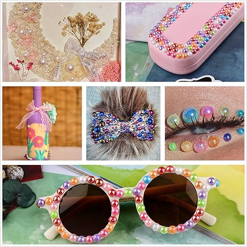 Miniatura 6 de Kikonoke Kit de diamantes de imitación de perlas de resina mixta de 2.65 oz, medias perlas de 0.31 a 0.39 pulgadas y diamantes de imitación de parte