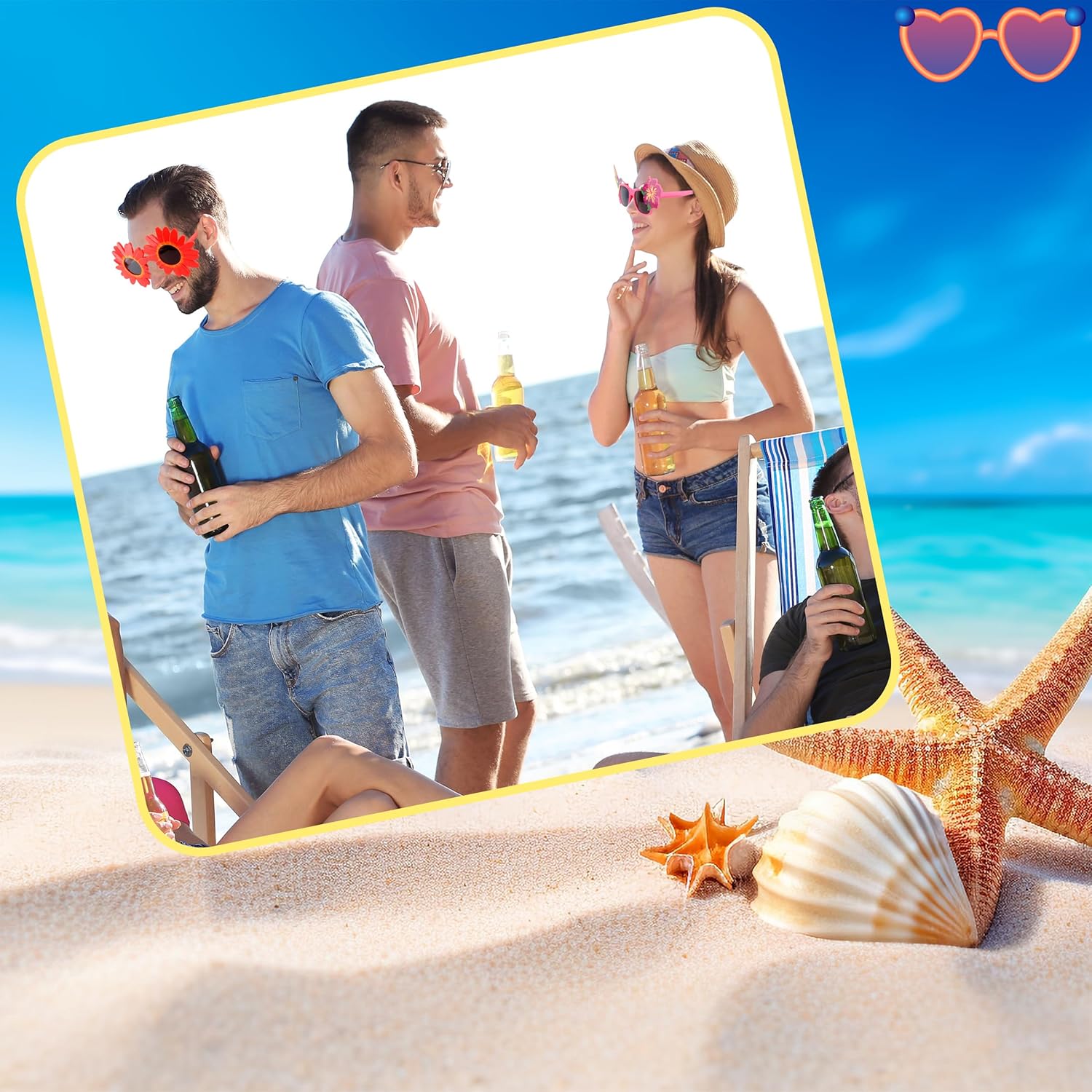 36 Pack Luau Party Sunglasses Crazy Funny Hawaiian Sunglasses Fancy Dress Props Tropical Sunglasses for Kids Adults Summer Pool Beach Party Supplies - Image 6