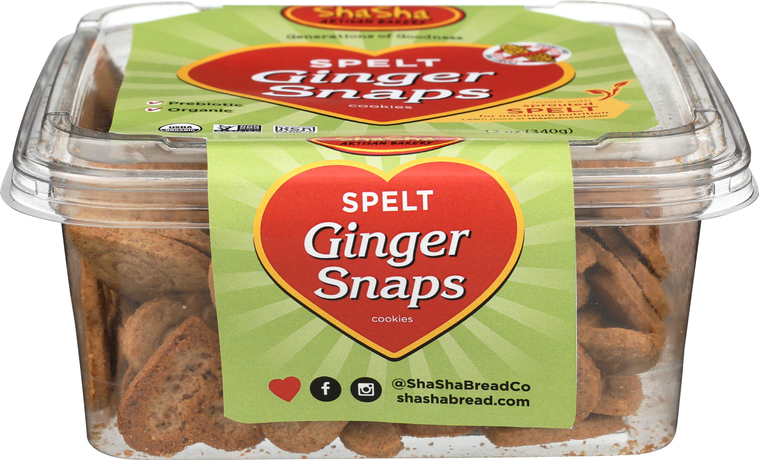 Shasha, Cookies Spelt Ginger Snaps Organic, 12 Ounce | Grocery