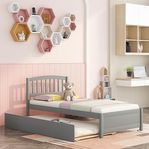 Miniatura 50 de Harper & Bright Designs Base de cama individual con cajones, expreso, madera, 275 libras